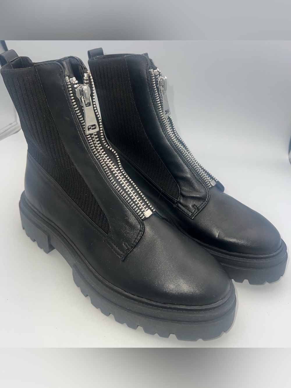 Steven by Steven New York Ankle Boots Black Leather w/sweater Women’s Size 9M